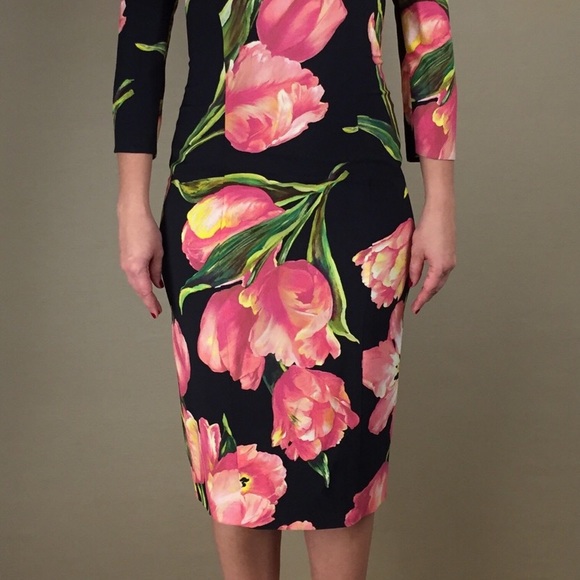 New DOLCE & GABBANA Tulip Black Pencil midi dress - Picture 2 of 8